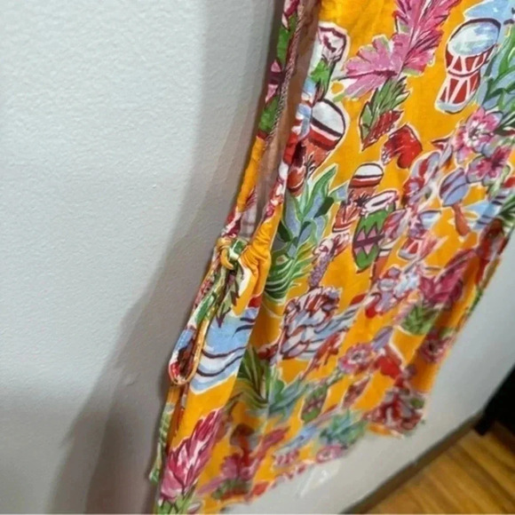 ZARA Orange Tropical Print Side Cutout Mini Dress Large 0085/815 - Picture 7 of 8